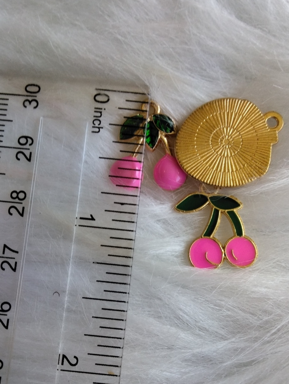 Pink Cherry And Strawberry Gold Tone Charm Set - Picture 4 of 4